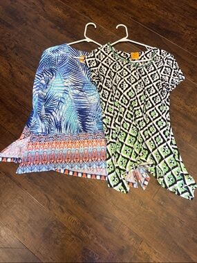 Ruby Rd. Women'sTunics in Blue Multi and Black/Green Geo Petite L and L